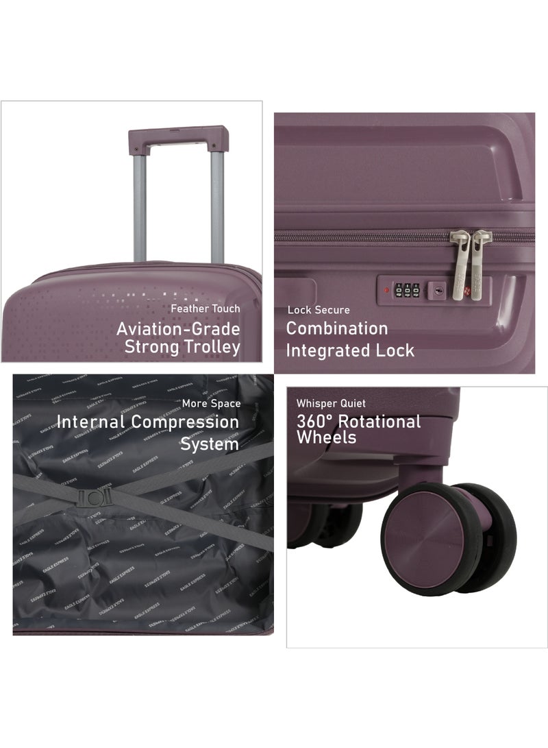 Eagle Express Neon X PP Hard Trolley Luggage 4-Piece Set – 14, 20, 24 & 28 Inch | Purple - Image 2